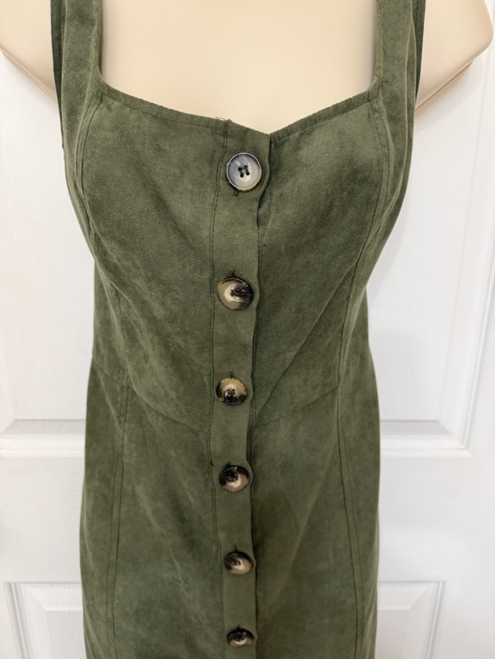 NWT Primark Olive Green Button Front Mini Dress Sleeveless Utility Size 10 - Picture 5 of 11